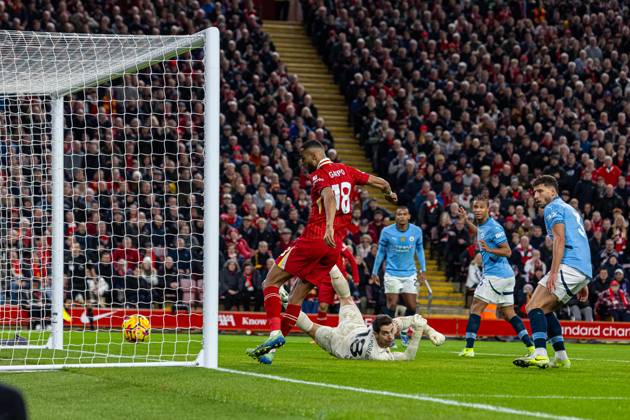 Football - FA Premier League - Liverpool FC v Manchester City FC LIVERPOOL, ENGLAND - Sunday, December 1, 2024: Liverpool s Cody Gakpo scores the first goal during the FA Premier League match between Liverpool FC and Manchester City FC at Anfield. (Photo by David Rawcliffe Propaganda) LIVERPOOL Anfield MERSEYSIDE ENGLAND  Copyright: xDavidxRawcliffex P2024-12-01-Liverpool_Man_City-7