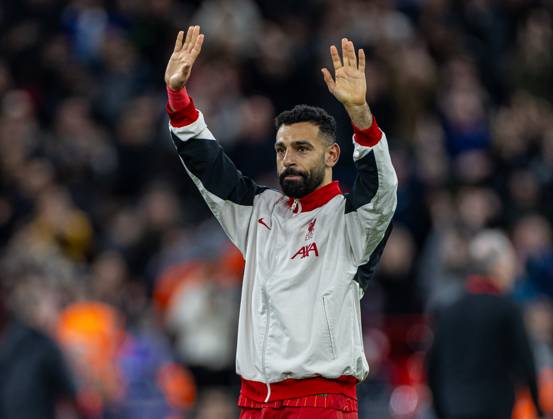 Football - FA Premier League - Liverpool FC v Manchester City FC LIVERPOOL, ENGLAND - Sunday, December 1, 2024: Liverpool s Mohamed Salah celebrates after the FA Premier League match between Liverpool FC and Manchester City FC at Anfield. Liverpool won 2-0. (Photo by David Rawcliffe Propaganda) LIVERPOOL Anfield MERSEYSIDE ENGLAND  Copyright: xDavidxRawcliffex P2024-12-01-Liverpool_Man_City-40