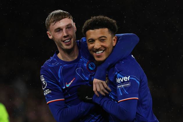 Football - 2024 2025 Premier League - Southampton vs Chelsea - St Mary™s Stadium - Wednesday 4th December 2024 Cole Palmer of Chelsea celebrates his goal with Jadon Sancho during the Premier League match at St Mary™s Stadium COLORSPORT Shaun Boggust