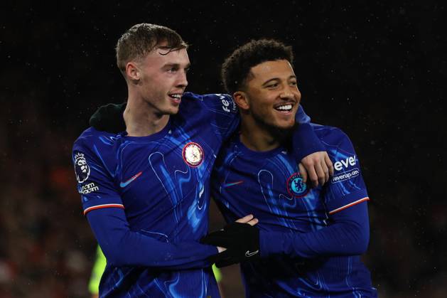 Football - 2024 2025 Premier League - Southampton vs Chelsea - St Mary™s Stadium - Wednesday 4th December 2024 Cole Palmer of Chelsea celebrates his goal with Jadon Sancho during the Premier League match at St Mary™s Stadium COLORSPORT Shaun Boggust