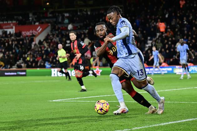 Bournemouth v Tottenham Hotspur Premier League Destiny Udogie of Tottenham Hotspur tangles with Antoine Semenyo of Bournemouth during the Premier League match at the Vitality Stadium, Bournemouth UK Newspapers OUT Copyright: xJeremyxLandeyx FIL-21038-0035