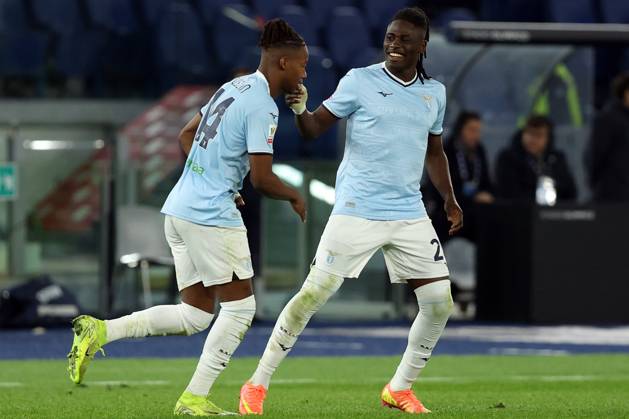 Rome, Italy 5.12.2024 : Tijjani Noslin of Lazio score the goal and celebrate with the team during Italian football match Freccia Rossa Coppa Italia (Italy Cup) 2024-2025 SS Lazio vs SSC Napoli at Olympic stadium in Roma. Copyright: xMarcoxIacobucci IPAxSportx xipa-agency.netx xx IPA_52139118 IPA_Agency_IPA52139118