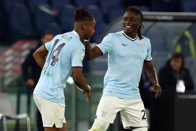 Rome, Italy 5.12.2024 : Tijjani Noslin of Lazio score the goal and celebrate with the team during Italian football match Freccia Rossa Coppa Italia (Italy Cup) 2024-2025 SS Lazio vs SSC Napoli at Olympic stadium in Roma.  Copyright: xMarcoxIacobucci IPAxSportx xipa-agency.netx xx IPA_52139119 IPA_Agency_IPA52139119