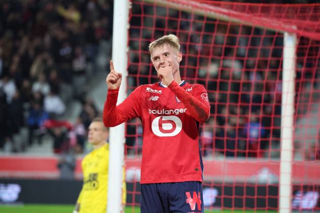 FOOTBALL : LOSC Lille vs Stade Brestois 29 - Ligue 1 - 06 12 2024 But et joie de Hakon HARALDSSON (LOSC Lille) lors du match LOSC Lille vs Stade Brestois 29, Ligue 1, Decathlon Arena stade Pierre Mauroy, le 6 dà cembre 2024 Copyright: xx