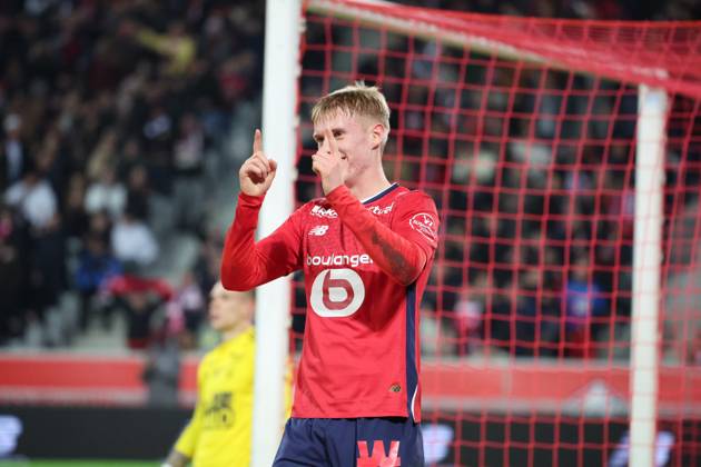 FOOTBALL : LOSC Lille vs Stade Brestois 29 - Ligue 1 - 06 12 2024 But et joie de Hakon HARALDSSON (LOSC Lille) lors du match LOSC Lille vs Stade Brestois 29, Ligue 1, Decathlon Arena stade Pierre Mauroy, le 6 dÃ cembre 2024  Copyright: xx