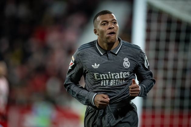 Killian Mbappà Real Madrid CF celebrates during a La Liga EA Sports match between Girona FC and Real Madrid at Estadi Municipal de Montilivi in Girona, Girona, Spain, on December 07 2024 Photo by Felipe Mondino Copyright: x@FELIPExMONDINOx