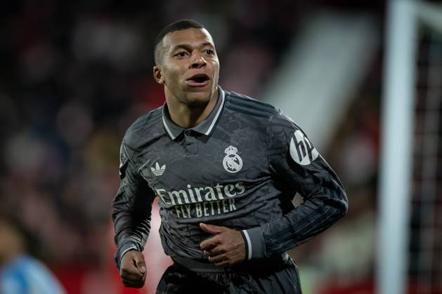 Killian Mbappà Real Madrid CF celebrates during a La Liga EA Sports match between Girona FC and Real Madrid at Estadi Municipal de Montilivi in Girona, Girona, Spain, on December 07 2024 Photo by Felipe Mondino Copyright: x@FELIPExMONDINOx