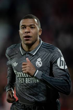 Killian Mbappà Real Madrid CF celebrates during a La Liga EA Sports match between Girona FC and Real Madrid at Estadi Municipal de Montilivi in Girona, Girona, Spain, on December 07 2024 Photo by Felipe Mondino Copyright: x@FELIPExMONDINOx