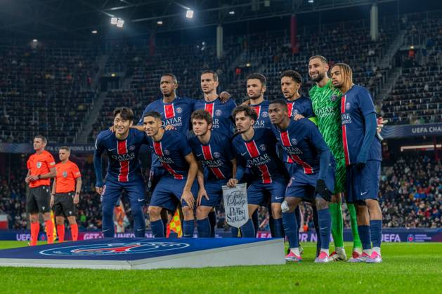 SOCCER - UEFA CL, RBS vs PSG SALZBURG,AUSTRIA,10.DEC.24 - SOCCER - UEFA Champions League, Red Bull Salzburg vs Paris Saint German. Image shows the team of PSG.  GEPAxpictures xWolfgangxKofler