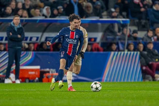 SOCCER - UEFA CL, RBS vs PSG SALZBURG,AUSTRIA,10.DEC.24 - SOCCER - UEFA Champions League, Red Bull Salzburg vs Paris Saint German. Image shows Vitinha (PSG).  GEPAxpictures xWolfgangxKofler