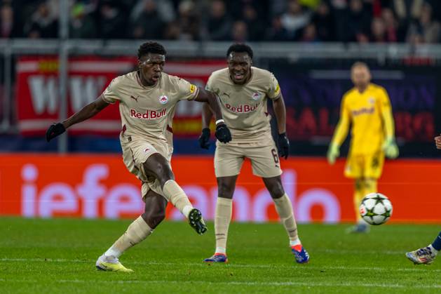 SOCCER - UEFA CL, RBS vs PSG SALZBURG,AUSTRIA,10.DEC.24 - SOCCER - UEFA Champions League, Red Bull Salzburg vs Paris Saint German. Image shows Lucas Gourna-Douath (RBS).  GEPAxpictures xWolfgangxKofler