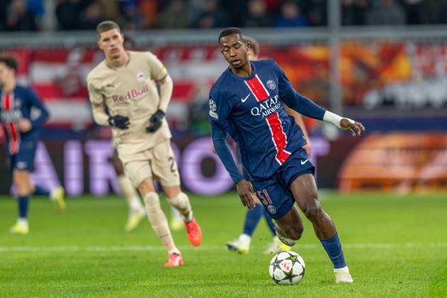SOCCER - UEFA CL, RBS vs PSG SALZBURG,AUSTRIA,10.DEC.24 - SOCCER - UEFA Champions League, Red Bull Salzburg vs Paris Saint German. Image shows William Pacho (PSG).  GEPAxpictures xWolfgangxKofler