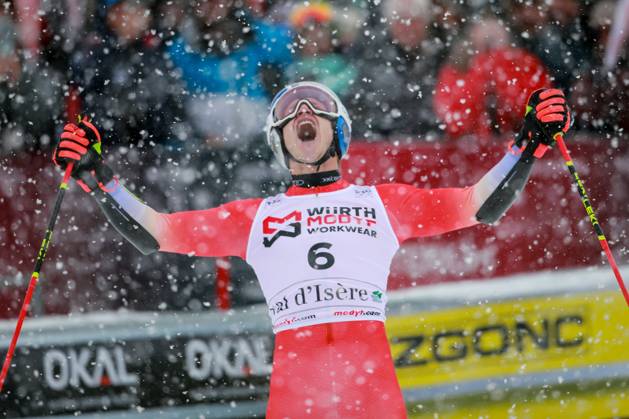 Bilder des Jahres 2024, Sport 12 Dezember Sport Themen der Woche KW50 Sport Bilder des Tages ALPINE SKIING - FIS WC Val D Isere VAL D ISERE,FRANCE,14.DEC.24 - ALPINE SKIING - FIS World Cup, giant slalom, men. Image shows the rejoicing of Marco Odermatt (SUI). GEPAxpictures xMaticxKlansek