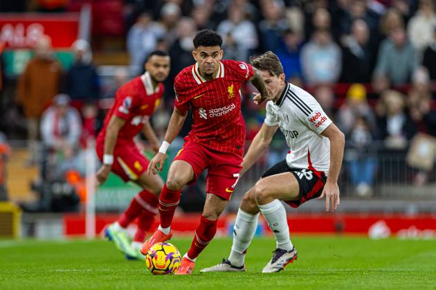 Football - FA Premier League - Liverpool FC v Fulham FC LIVERPOOL, ENGLAND - Saturday, December 14, 2024: Liverpool s Luis Diaz during the FA Premier League match between Liverpool FC and Fulham FC at Anfield. (Photo by David Rawcliffe Propaganda) LIVERPOOL Anfield MERSEYSIDE ENGLAND Copyright: xDavidxRawcliffex P2024-12-14-Liverpool_Fulham-10