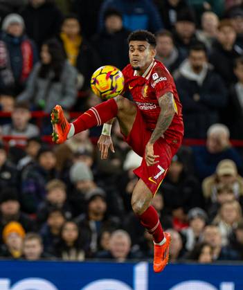 Football - FA Premier League - Liverpool FC v Fulham FC LIVERPOOL, ENGLAND - Saturday, December 14, 2024: Liverpool s Luis Diaz during the FA Premier League match between Liverpool FC and Fulham FC at Anfield. (Photo by David Rawcliffe Propaganda) LIVERPOOL Anfield MERSEYSIDE ENGLAND Copyright: xDavidxRawcliffex P2024-12-14-Liverpool_Fulham-25