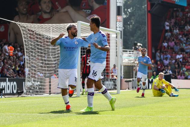 Bournemouth v Manchester City - Premier League - Vitality Stadium August 25, 2019, Bournemouth, United Kingdom: Sergio Aguero of Manchester City celebrates scoring his side s third goal during the Premier League match at the Vitality Stadium, Bournemouth. Picture date: 25th August 2019. Picture credit should read: Craig Mercer Sportimage Bournemouth United Kingdom EDITORIAL USE ONLY Copyright: xx ZUMA-20190825_zaf_si1_029.jpg CraigxMercerx csmphototwo566808