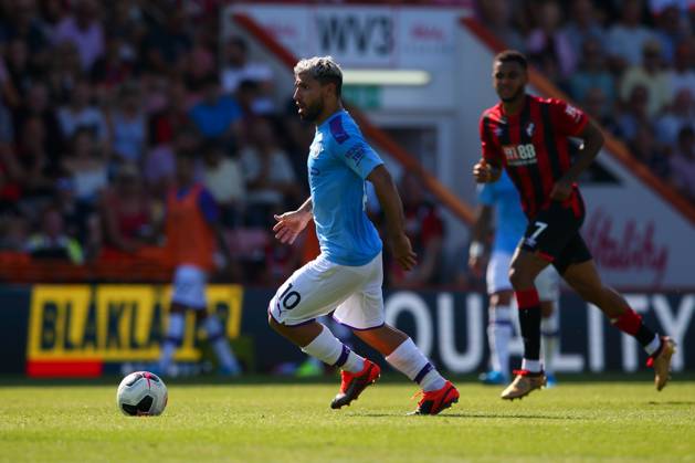 Bournemouth v Manchester City - Premier League - Vitality Stadium August 25, 2019, Bournemouth, United Kingdom: Sergio Aguero of Manchester City in action during the Premier League match at the Vitality Stadium, Bournemouth. Picture date: 25th August 2019. Picture credit should read: Craig Mercer Sportimage Bournemouth United Kingdom EDITORIAL USE ONLY Copyright: xx ZUMA-20190825_zaf_si1_041.jpg CraigxMercerx csmphototwo566858
