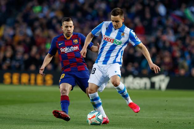 FC Barcelona, Barca v Real Sociedad - La Liga BARCELONA, SPAIN - MARCH 07:.Mikel Merino of Real Sociedad in action during the Liga match between FC Barcelona and Real Sociedad at Camp Nou on March 07, 2020 in Barcelona, Spain. (Photo by DAX ESPA-Images) Barcelona Barcelona USA EDITORIAL USE ONLY Copyright: xx ZUMA-20200307_zaf_cs12_114.jpg ESPAxPhotoxAgencyx csmphototwo668748