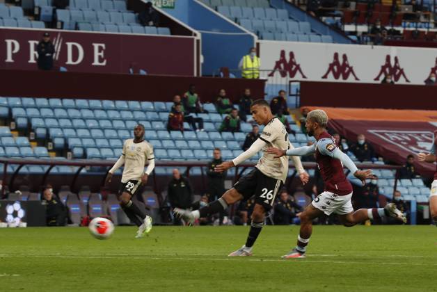 Aston Villa v Manchester United, ManU - Premier League - Villa Park July 9, 2020, Birmingham, United Kingdom: Mason Greenwood of Manchester United scores their second goal during the Premier League match at Villa Park, Birmingham. Picture date: 9th July 2020. Picture credit should read: Darren Staples Sportimage Birmingham United Kingdom EDITORIAL USE ONLY Copyright: xx ZUMA-20200709_zaf_si1_141.jpg DarrenxStaplesx csmphototwo677004