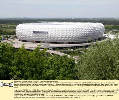 Fussball, Champions League, Allianz Arena wird fuer das Finale in Muenchen umdekoriert