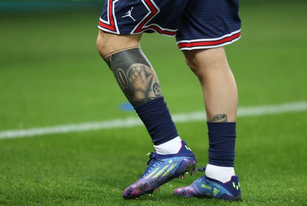 Paris Saint Germain v Manchester City - UEFA Champions League - Group A - Le Parc des Princes September 28, 2021, Paris, United Kingdom: Paris, France, 28th September 2021. An image that shows a tattoo on the leg of Lionel Messi of Paris St Germain during the UEFA Champions League match at Le Parc des Princes, Paris. Picture credit should read: David Klein Sportimage Paris United Kingdom EDITORIAL USE ONLY Copyright: xx ZUMA-20210928_zaf_si1_011.jpg DavidxKleinx csmphototwo797589