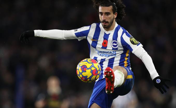 Brighton and Hove Albion v Newcastle United - Premier League - AMEX Stadium November 6, 2021, Brighton and Hove, United Kingdom: Brighton and Hove, England, 6th November 2021. Marc Cucurella of Brighton and Hove Albion during the Premier League match at the AMEX Stadium, Brighton and Hove. Picture credit should read: Paul Terry Sportimage Brighton and Hove United Kingdom EDITORIAL USE ONLY Copyright: xx ZUMA-20211106_zaf_si1_226.jpg PaulxTerryx csmphototwo817508