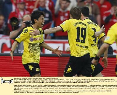Football, DFB Cup final, Shinji Kagawa scores the fastest goal in cup history after 159 sec.
