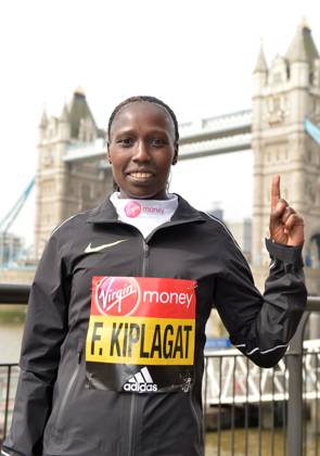 Track and Field: London Marathon-Elite Women Photocall Florence Kiplagat (KEN) poses at the Tower Bridge prior to the 2016 London Marathon in London on Thursday, April 21, 2016. Photo by Jiro Mochizuki London England United Kingdom EDITORIAL USE ONLY Copyright: xImagexofxSportx JiroxMochizukix iosphotos137031