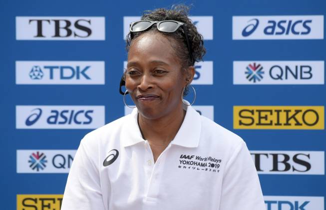 Track and Field: IAAF World Relays press conference, PK, Pressekonferenz Gail Devers (USA) during a news conference prior to the IAAF World Relays, Friday, May 10, 2019, in Yokohama, Japan. Yokohama Japan EDITORIAL USE ONLY Copyright: xImagexofxSportx ImagexofxSportx iosphotos158362