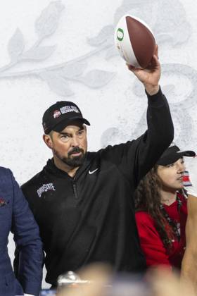 January 1, 2025, Los Angeles, California, United States: Ohio State head coach Ryan Day celebrates after winning the 2025 Rose Bowl game against Oregon Wednesday, Jan. 1, 2024, in Pasadena, Calif. Los Angeles USA - ZUMAc68_ 20250101_zaf_c68_028 Copyright: xRingoxChiux