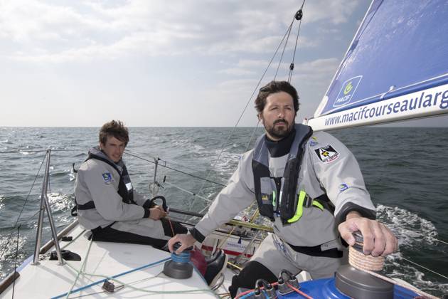 VOILE : VendÃ e globe 2024 - Archives Charlie Dalin et Yoann Richomme - 06 01 2025 Charlie Dalin et Yoann Richomme (Skipper Macif) en entrainement en double en vue de la Transat AG2R LA MONDIALE 2016 - Port La Foret le 14 03 2016 PORT LA FORETFrance  Copyright: xALEXISxCOURCOUXx