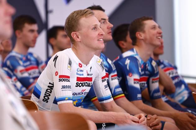 2025 Soudal Quick-Step Team Presentation CALP, SPAIN - JANUARY 09 : Merlier Tim (BEL) of Soudal - Quick Step pictured during the 2025 team presentation of the Soudal Quick-Step pro cycling team on January 9, 2025 in Calp, SPAIN, 09 01 2025 Calp SPAIN  Copyright: xJanxDexMeuleneirx