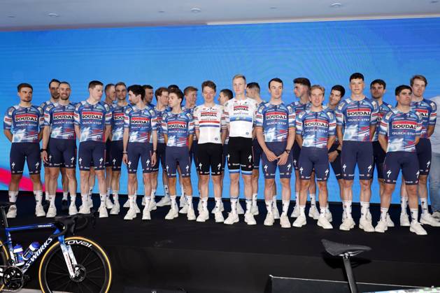 2025 Soudal Quick-Step Team Presentation CALP, SPAIN - JANUARY 09 : team pictured during the 2025 team presentation of the Soudal Quick-Step pro cycling team on January 9, 2025 in Calp, SPAIN, 09 01 2025 Calp SPAIN  Copyright: xJanxDexMeuleneirx