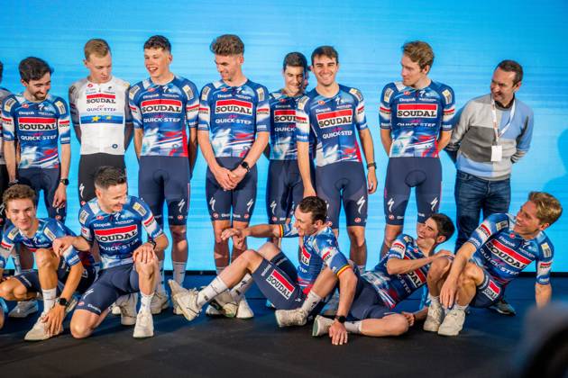 Soudal Quick-Step riders pictured during the media day of the Soudal Quick-Step cycling team in Calpe, Spain, Thursday 09 January 2025. JASPERxJACOBS  x110009460x