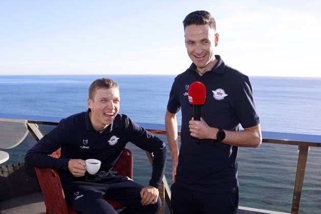 2025 Soudal Quick-Step Team Presentation CALP, SPAIN - JANUARY 09 : Vansevenant Mauri (BEL) of Soudal - Quick Step and Serry Pieter (BEL) of Soudal - Quick Step pictured during the 2025 team presentation of the Soudal Quick-Step pro cycling team on January 9, 2025 in Calp, SPAIN, 09 01 2025 Calp SPAIN  Copyright: xJanxDexMeuleneirx