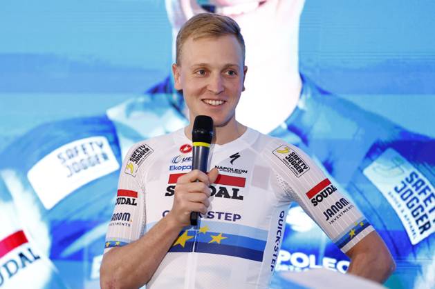 2025 Soudal Quick-Step Team Presentation CALP, SPAIN - JANUARY 09 : Merlier Tim (BEL) of Soudal - Quick Step pictured during the 2025 team presentation of the Soudal Quick-Step pro cycling team on January 9, 2025 in Calp, SPAIN, 09 01 2025 Calp SPAIN  Copyright: xJanxDexMeuleneirx