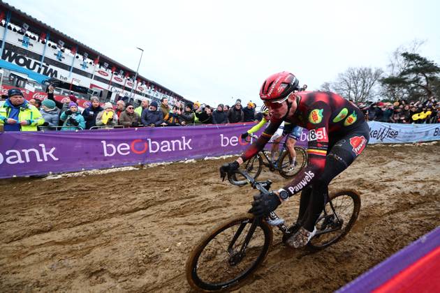 Belgian Michael Vanthourenhout pictured in action at the elite men race of the Belgian Cyclocross Championships (11-12 01) on Sunday 12 January 2025 in Heusden-Zolder. DAVIDxPINTENS  x110247691x