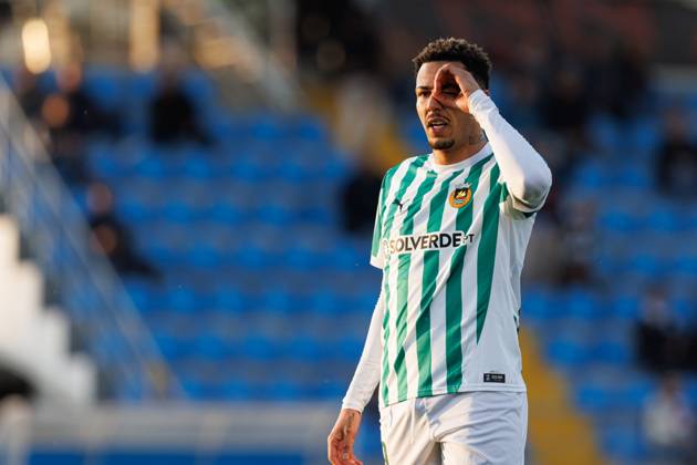 Clayton seen in action celebrating after scoring goal during Taca De Portugal game between teams of Casa Pia AC and Rio Ave FC at Estadio Municipal Rio Maior (Maciej Rogowski) Rio Maior Estadio Municipal Rio Maior Portugal Copyright: xMaciejxRogowskix cpacrfc2425-35