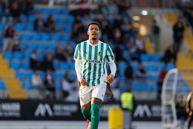 Clayton seen in action celebrating after scoring goal during Taca De Portugal game between teams of Casa Pia AC and Rio Ave FC at Estadio Municipal Rio Maior (Maciej Rogowski) Rio Maior Estadio Municipal Rio Maior Portugal Copyright: xMaciejxRogowskix cpacrfc2425-34