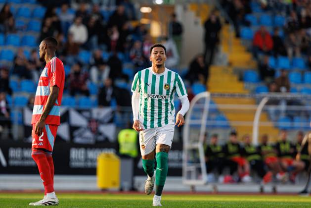 Clayton seen in action celebrating after scoring goal during Taca De Portugal game between teams of Casa Pia AC and Rio Ave FC at Estadio Municipal Rio Maior (Maciej Rogowski) Rio Maior Estadio Municipal Rio Maior Portugal Copyright: xMaciejxRogowskix cpacrioavefull2425-083