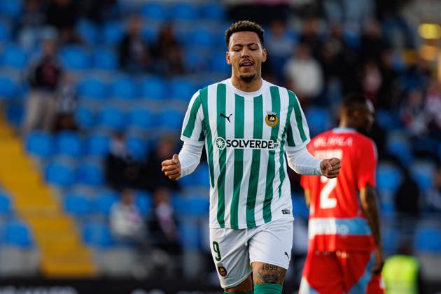 Clayton seen in action celebrating after scoring goal during Taca De Portugal game between teams of Casa Pia AC and Rio Ave FC at Estadio Municipal Rio Maior (Maciej Rogowski) Rio Maior Estadio Municipal Rio Maior Portugal Copyright: xMaciejxRogowskix cpacrioavefull2425-085