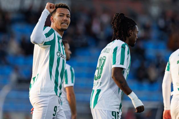 Clayton seen in action celebrating after scoring goal during Taca De Portugal game between teams of Casa Pia AC and Rio Ave FC at Estadio Municipal Rio Maior (Maciej Rogowski) Rio Maior Estadio Municipal Rio Maior Portugal Copyright: xMaciejxRogowskix cpacrioavefull2425-099