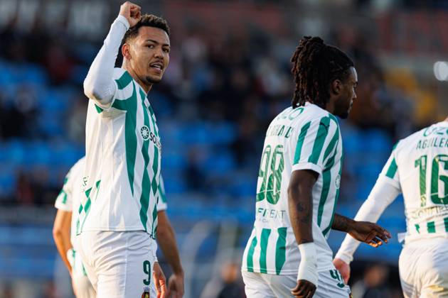 Clayton seen in action celebrating after scoring goal during Taca De Portugal game between teams of Casa Pia AC and Rio Ave FC at Estadio Municipal Rio Maior (Maciej Rogowski) Rio Maior Estadio Municipal Rio Maior Portugal Copyright: xMaciejxRogowskix cpacrioavefull2425-102