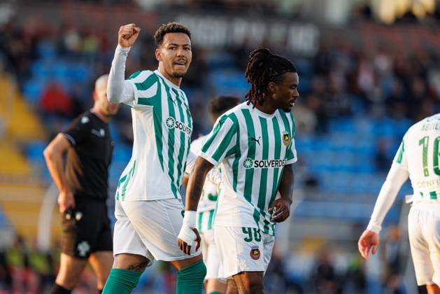 Clayton seen in action celebrating after scoring goal during Taca De Portugal game between teams of Casa Pia AC and Rio Ave FC at Estadio Municipal Rio Maior (Maciej Rogowski) Rio Maior Estadio Municipal Rio Maior Portugal Copyright: xMaciejxRogowskix cpacrioavefull2425-098