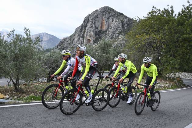 Intermarche Wanty Cycling Team Winter Training Camp {year} L ALFAS DEL PI, SPAIN - JANUARY 16 : Gualdi Simone of Wanty Devo ReUz Technord, Colleoni Kevin (ITA) of Intermarche - Wanty, Rutsch Jonas (GER) of Intermarche - Wanty, Rota Lorenzo (ITA) of Intermarche - Wanty pictured during a training session at the Intermarche Wanty UCI World Team winter stage camp as part of the preparation for the new 2025 season on January 16, 2025 in L Alfas del Pi, Spain, 16 01 2025 L Alfas del Pi Spain  Copyright: xVincentxKalutx