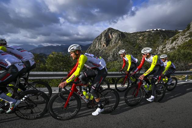 Intermarche Wanty Cycling Team Winter Training Camp {year} L ALFAS DEL PI, SPAIN - JANUARY 16 : Petit Adrien (FRA) of Intermarche - Wanty, Braet Vito (BEL) of Intermarche - Wanty, Van Sintmaartensdijk Roel (NED) of Intermarche - Wanty, Thijssen Gerben (BEL) of Intermarche - Wanty pictured during a training session at the Intermarche Wanty UCI World Team winter stage camp as part of the preparation for the new 2025 season on January 16, 2025 in L Alfas del Pi, Spain, 16 01 2025 L Alfas del Pi Spain  Copyright: xVincentxKalutx