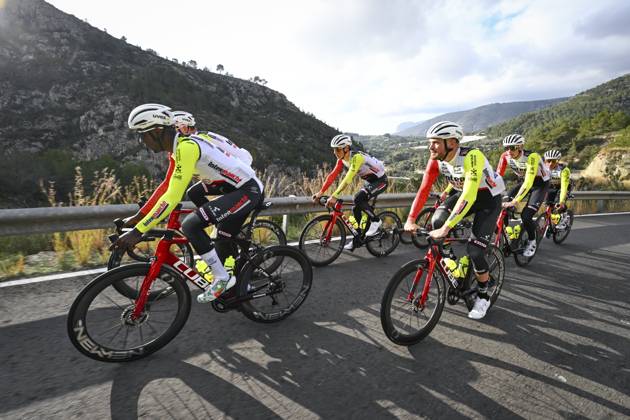 Intermarche Wanty Cycling Team Winter Training Camp {year} L ALFAS DEL PI, SPAIN - JANUARY 16 : Rex Laurenz (BEL) of Intermarche - Wanty, Girmay Biniam (ERI) of Intermarche - Wanty, Artz Huub (NED) of Intermarche - Wanty, Petit Adrien (FRA) of Intermarche - Wanty, Van Sintmaartensdijk Roel (NED) of Intermarche - Wanty during a training session at the Intermarche Wanty UCI World Team winter stage camp as part of the preparation for the new 2025 season on January 16, 2025 in L Alfas del Pi, Spain, 16 01 2025 L Alfas del Pi Spain  Copyright: xVincentxKalutx