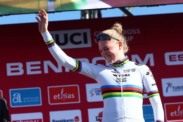Dutch Fem Van Empel pictured after the women s elite race at the cyclocross cycling event in Benidorm, Spain, , stage 12 14 in the UCI World Cup competition. DAVIDxPINTENS x110722275x