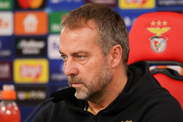 Portugal, Estadio do SL Benfica Lisbon 20 January 2025 Uefa Champions League phase 2024 25 Matchday 7, Press conference , Training S L Benfica FC Barcelona v l Coach Hansi Flick FC Barcelona at the press conference Copyright: HMBxMedia FernandoxSoares
