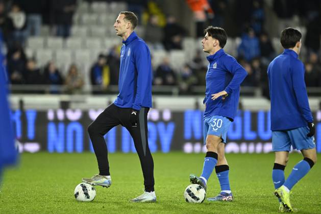 Club Brugge v KV Kortrijk - Jupiler Pro League BRUGGE, BELGIUM - JANUARY 25 : Jashari Ardon midfielder of Club Brugge and Nilsson Gustaf forward of Club Brugge pictured during a pre match warming up exercise prior to the Jupiler Pro League match between Club Brugge and KV Kortrijk on January 25, 2025 in Brugge, Belgium, 25 01 2025 Brugge Belgium Copyright: xNicoxVereeckenx